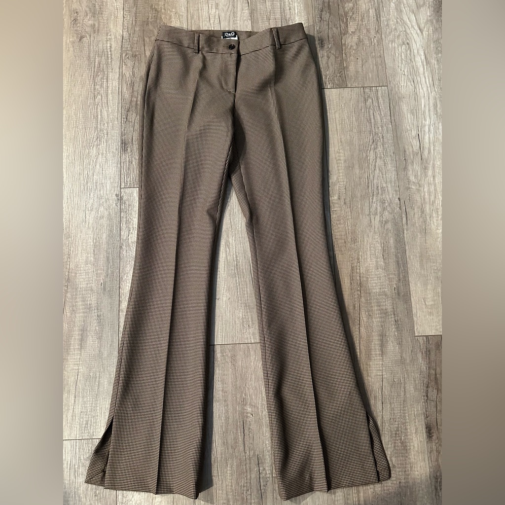 D&G Light Brown Checkered Flare Pants